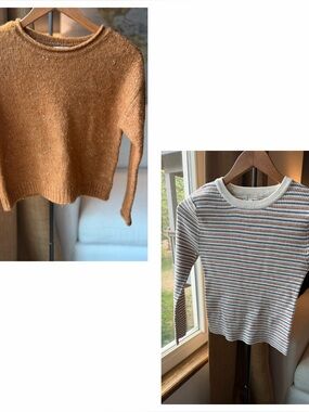 Copper Key Cropped Roll Neck Sweater  & Coordinating Copper key ribbed top